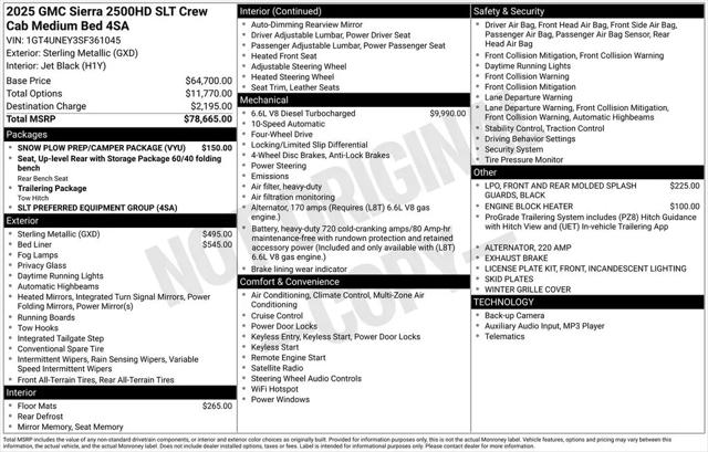 2025 GMC Sierra 2500HD 4WD Crew Cab Standard Bed SLT