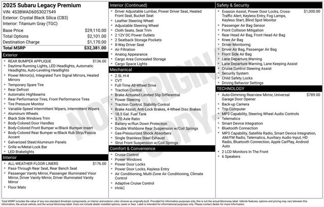 2025 Subaru Legacy Premium