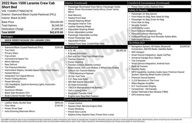 2022 Ram 1500 Laramie Crew Cab 4x4 5'7" Box