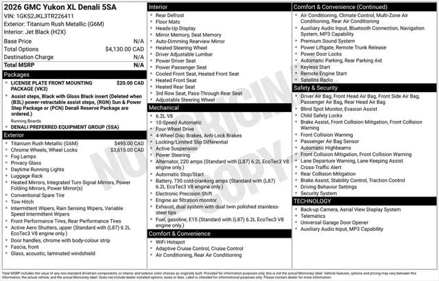 2026 GMC Yukon XL Denali 4WD