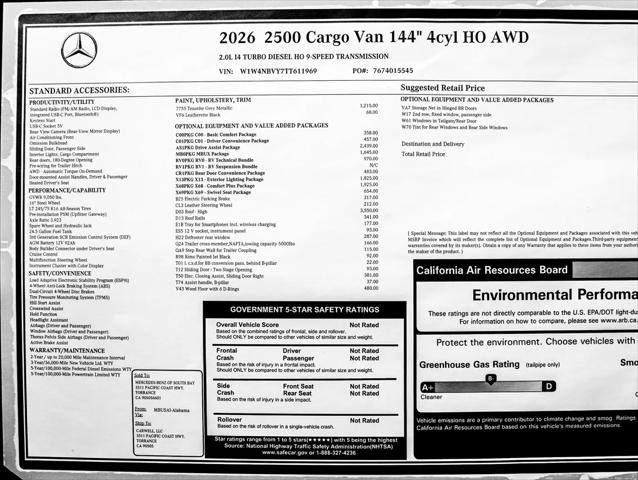 2026 Mercedes-Benz Sprinter 2500 Standard Roof 4-Cyl Diesel HO