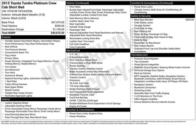 2015 Toyota Tundra Platinum 5.7L V8