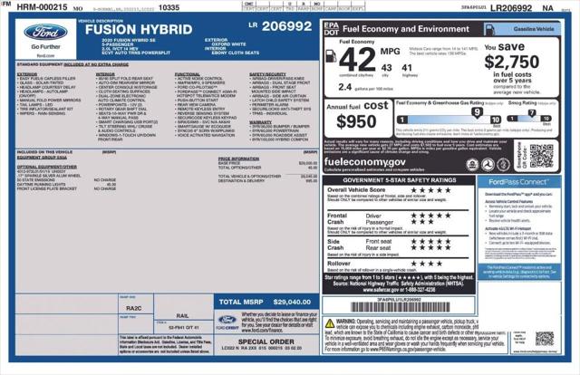 2020 Ford Fusion Hybrid SE for sale in Greensboro, NC