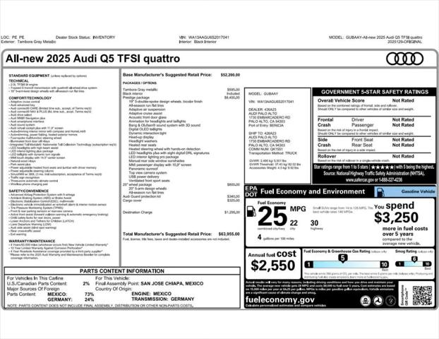 2025 Audi Q5 Prestige TFSI quattro S tronic