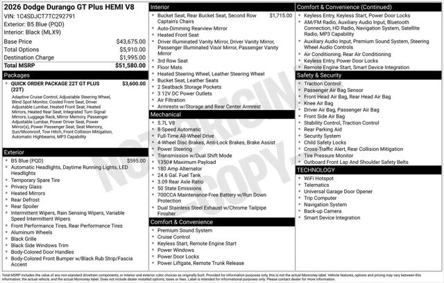 2026 Dodge Durango GT Plus AWD HEMI V8