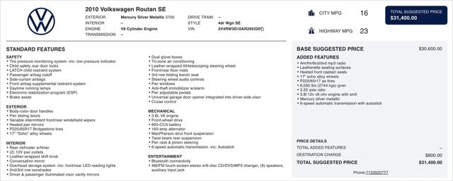2010 Volkswagen Routan SE