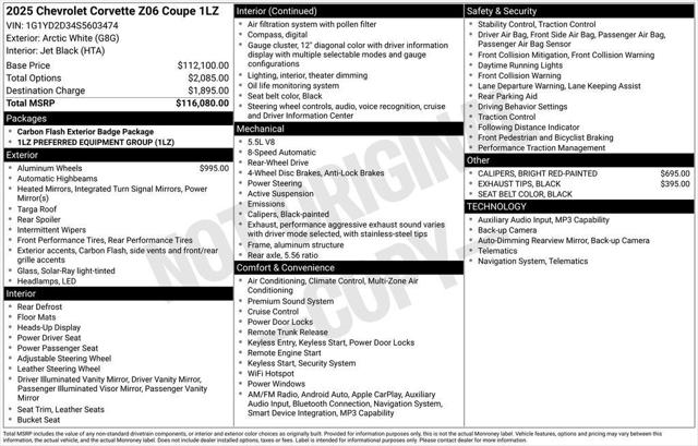 2025 Chevrolet Corvette Z06 RWD Coupe 1LZ
