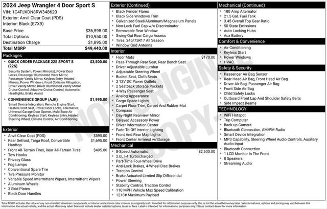 2024 Jeep Wrangler 4-Door Sport S 4x4