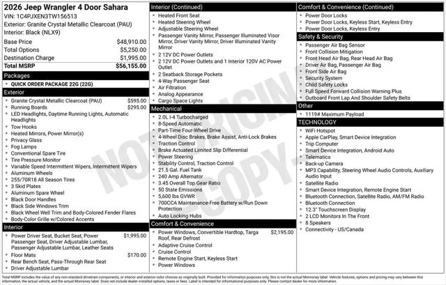 2026 Jeep Wrangler 4-Door Sahara 4x4