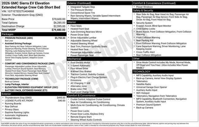 2026 GMC Sierra Extended Range Elevation