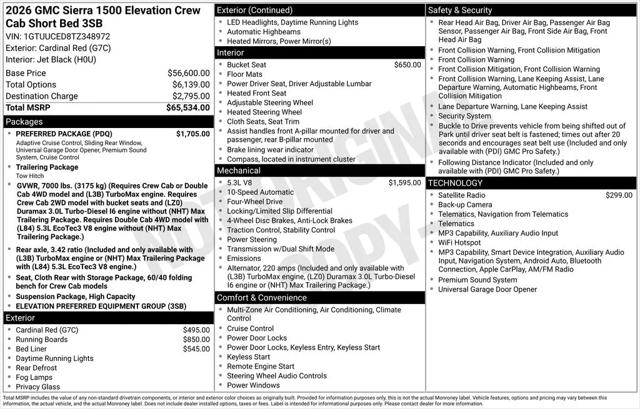 2026 GMC Sierra 1500 Crew Cab, Short Bed, Elevation, 4WD