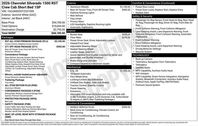 2026 Chevrolet Silverado 1500 4WD Crew Cab Short Bed RST