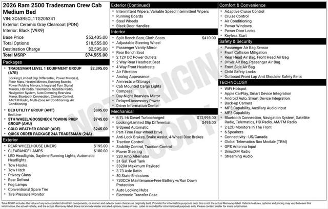 2026 Ram 2500 Tradesman Crew Cab 4x4 6'4" Box