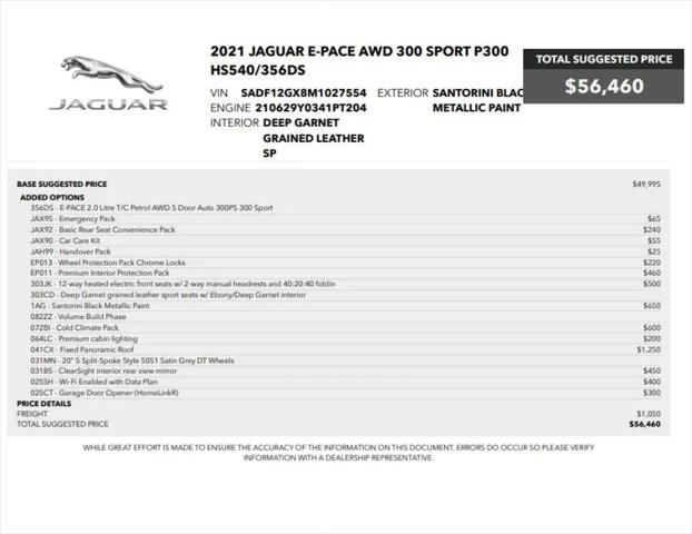 2021 Jaguar E-PACE 300 Sport P300 AWD Automatic