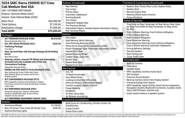 2024 GMC Sierra 2500HD 4WD Crew Cab Standard Bed SLT