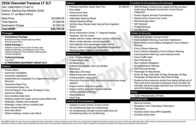 2026 Chevrolet Traverse AWD LT