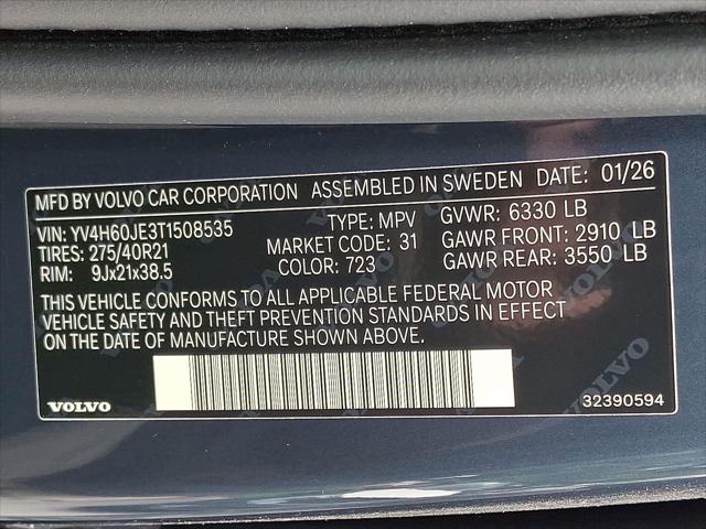 2026 Volvo XC90 Plug-In Hybrid Plus, T8 AWD, Electric/Gasoline, Bright, 6 Seats