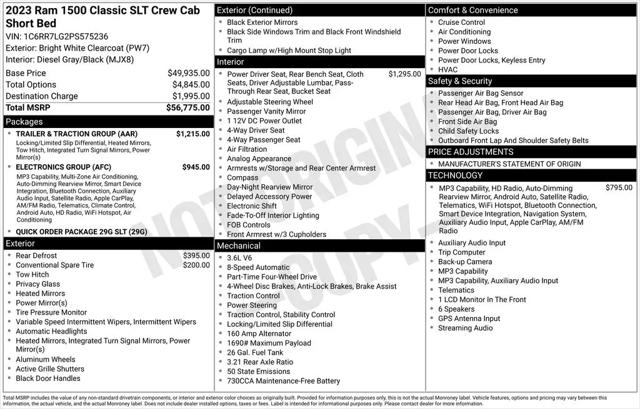 2023 Ram 1500 Classic SLT Crew Cab 4x4 5'7" Box
