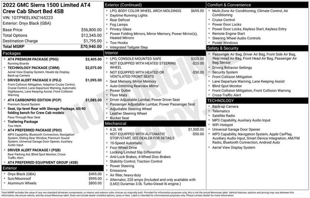 2022 GMC Sierra 1500 Limited 4WD Crew Cab Short Box AT4