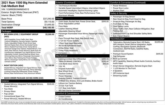 2021 Ram 1500 Big Horn Quad Cab 4x2 6'4" Box
