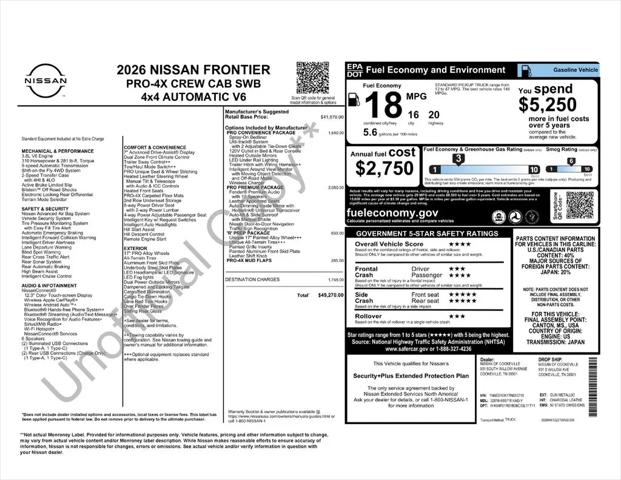 2026 Nissan Frontier Crew Cab PRO-4X 4x4