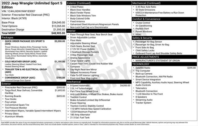 2022 Jeep Wrangler Unlimited Sport S 4x4