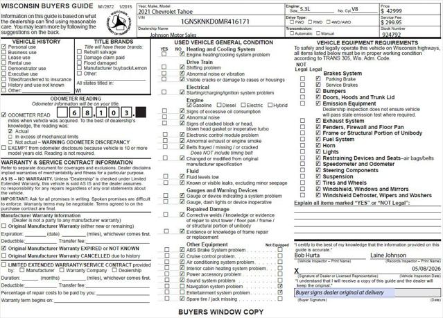 2021 Chevrolet Tahoe 4WD LT