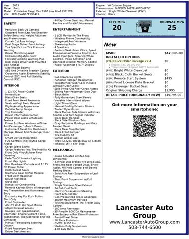 2023 Ram ProMaster Cargo Van Low Roof 136" WB