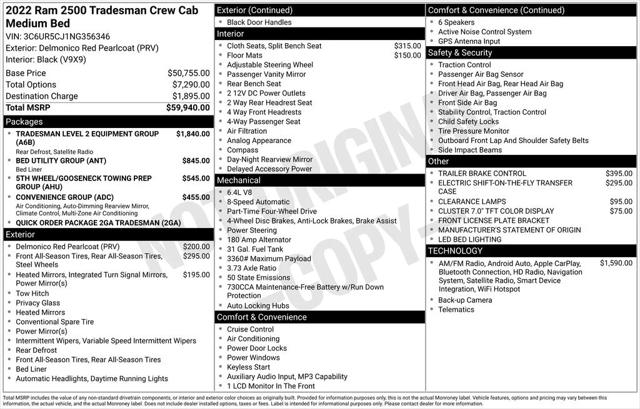 2022 Ram 2500 Tradesman Crew Cab 4x4 6'4" Box