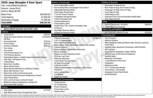 2026 Jeep Wrangler Sport