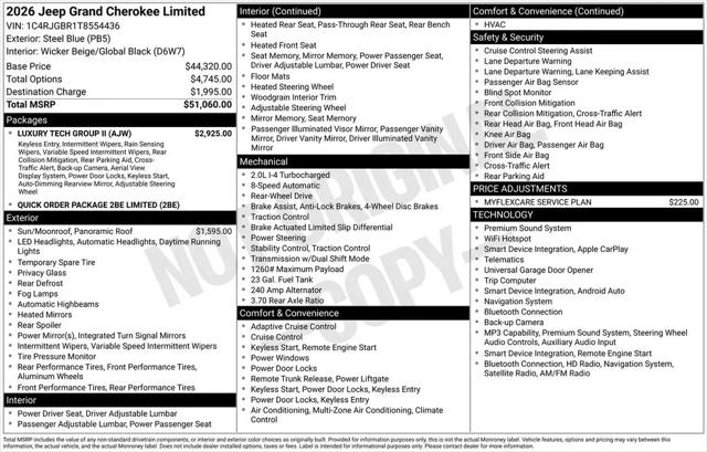 2026 Jeep Grand Cherokee Limited 4x2