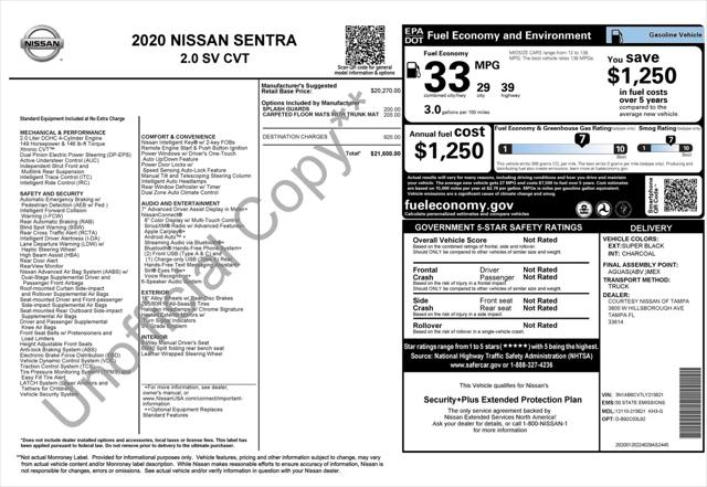 2020 Nissan Sentra SV Xtronic CVT