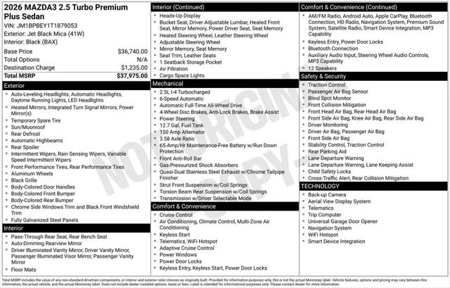 2026 Mazda Mazda3 2.5 Turbo Premium Plus