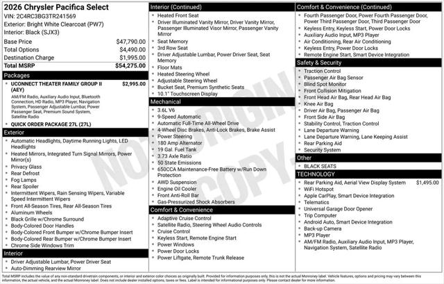 2026 Chrysler Pacifica Select AWD