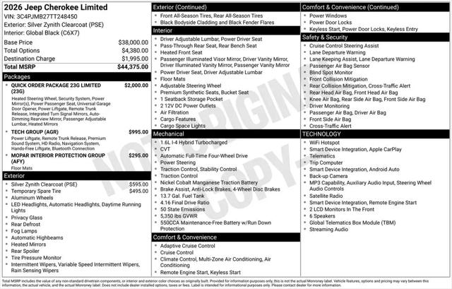 2026 Jeep Cherokee Limited 4x4