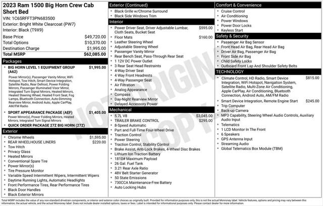 2023 Ram 1500 Big Horn Crew Cab 4x4 5'7" Box