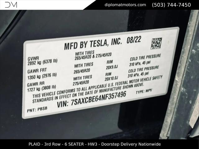 2022 Tesla Model X Plaid Tri Motor All-Wheel Drive
