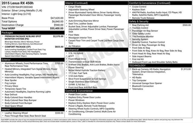 2015 Lexus RX 450h RX 450h