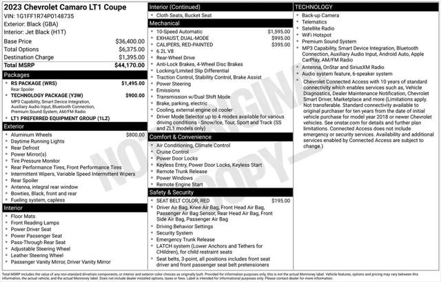 2023 Chevrolet Camaro RWD Coupe LT1