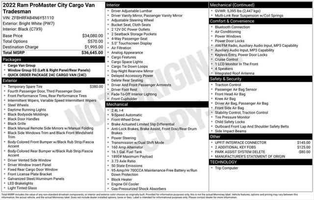 2022 Ram ProMaster City Cargo Van Cargo Van