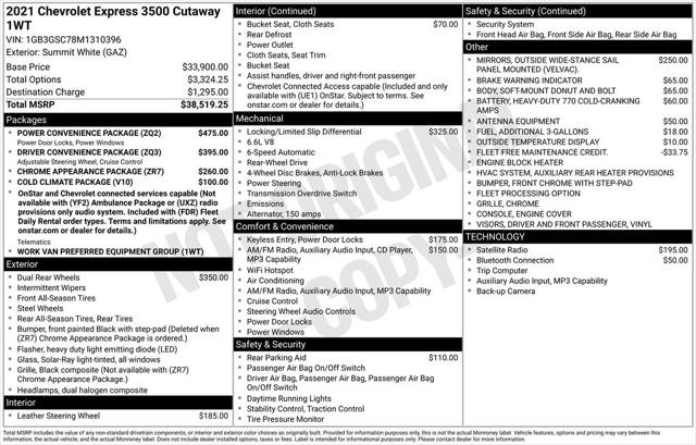 2021 Chevrolet Express Cutaway Work Van