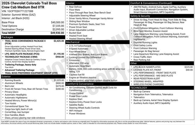 2026 Chevrolet Colorado Trail Boss, 4WD