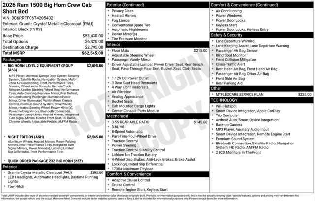 2026 RAM 1500 RAM 1500 BIG HORN CREW CAB 4X4 57 BOX