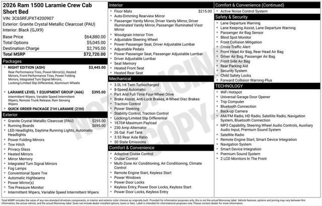 2026 RAM Ram 1500 RAM 1500 LARAMIE CREW CAB 4X4 57 BOX