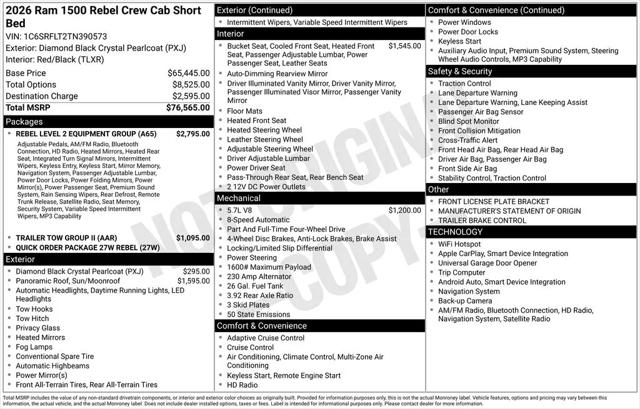 2026 Ram 1500 Rebel Crew Cab 4x4 5'7" Box