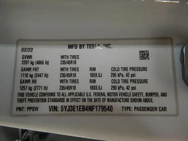 2022 Tesla Model 3 Long Range Dual Motor All-Wheel Drive