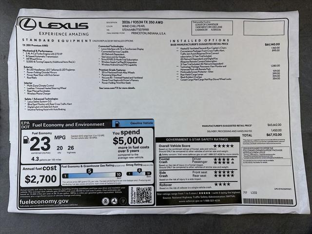 2026 Lexus TX 350 Premium