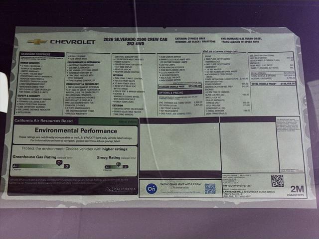 2026 Chevrolet Silverado 2500HD Crew Cab, Standard Bed, XR2, 4WD
