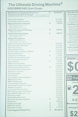 2026 BMW 840i Gran Coupe 840