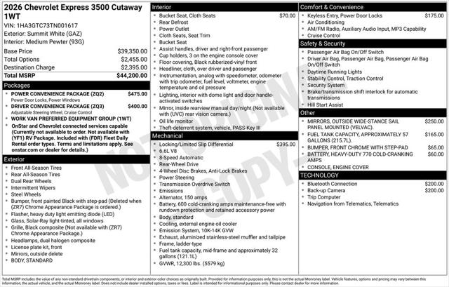 2026 Chevrolet Express Cutaway Work Van